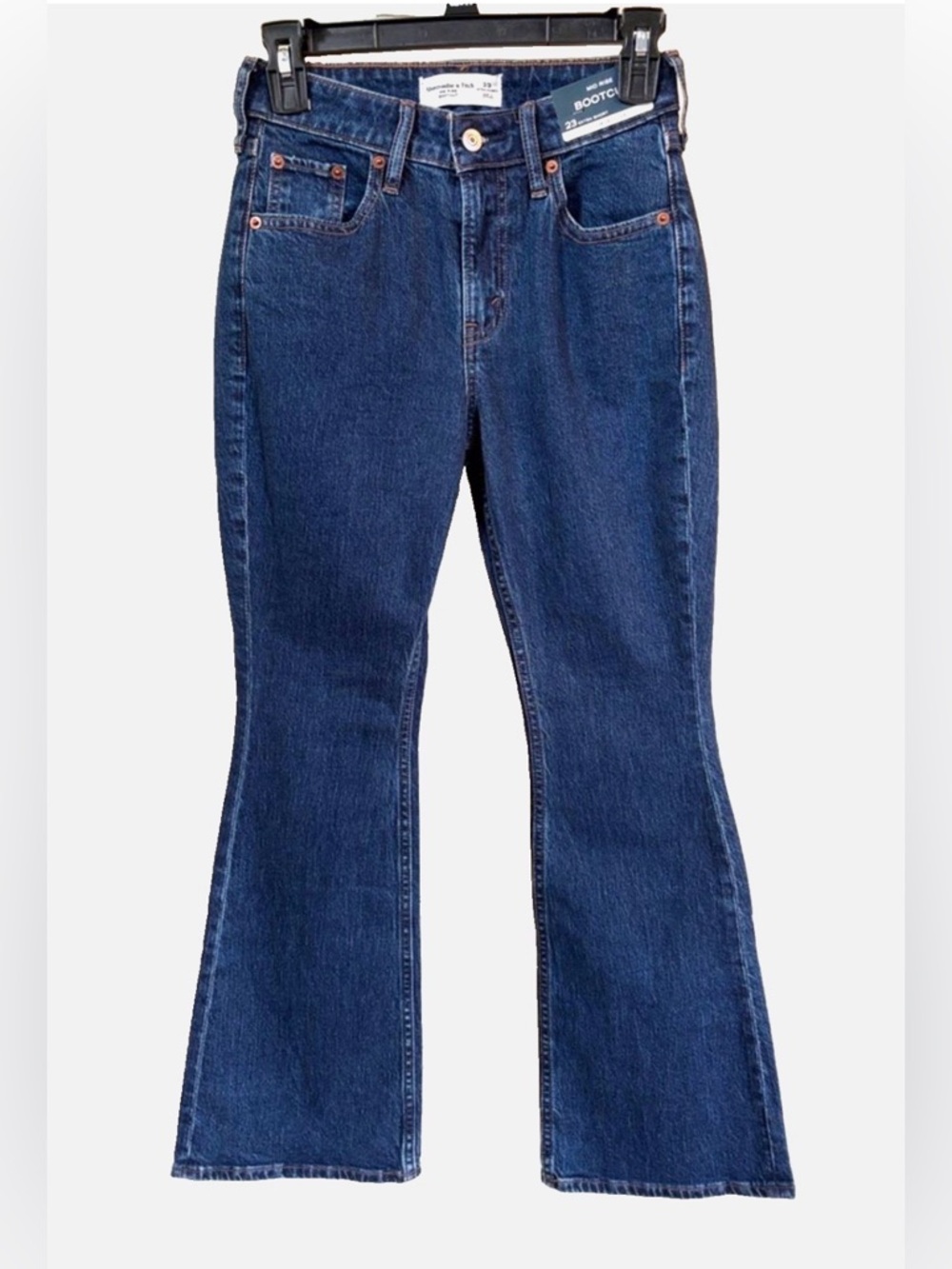 NWT Abercrombie Curve Love Bootcut Jeans 23 Extra Short Dark Wash Stretch